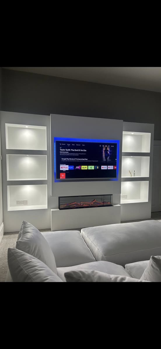 Media wall with LED lighting